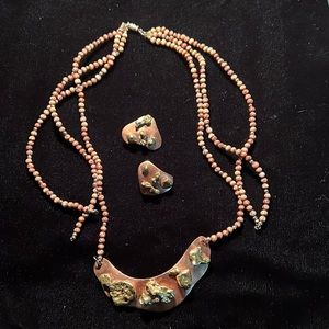 Copper necklace with matching earrings